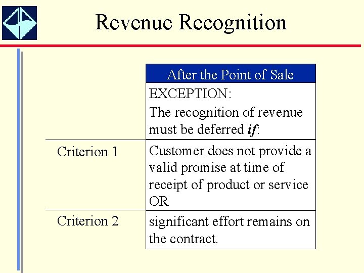 Revenue Recognition After the Point of Sale EXCEPTION: The recognition of revenue must be
