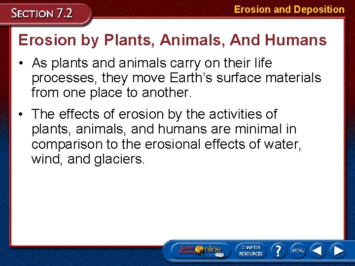 Erosion and Deposition Erosion by Plants, Animals, And Humans • As plants and animals