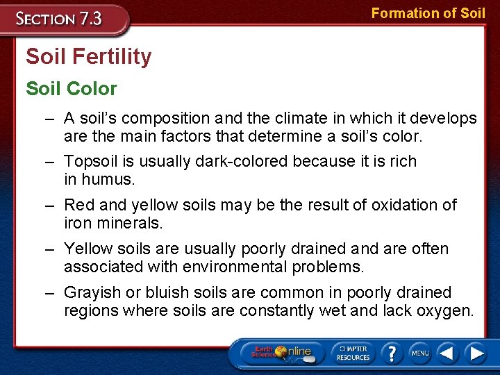 Formation of Soil Fertility Soil Color – A soil’s composition and the climate in