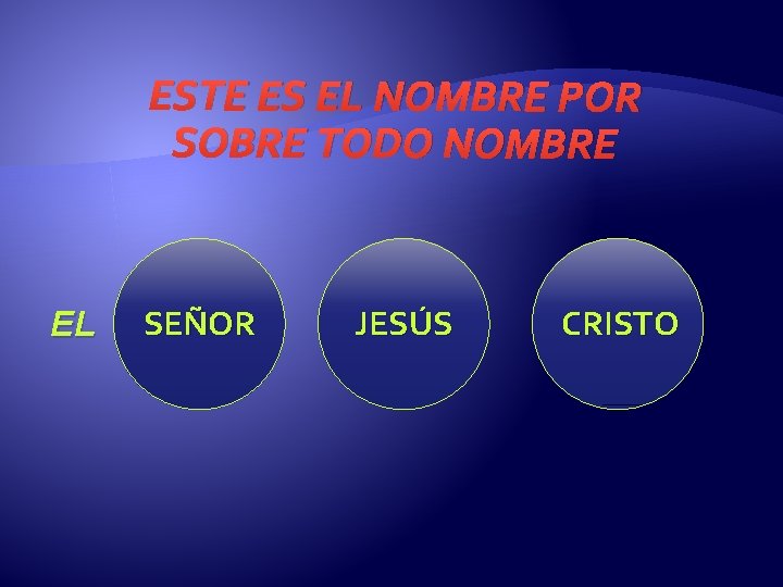 ESTE ES EL NOMBRE POR SOBRE TODO NOMBRE EL Padre SEÑOR Hijo JESÚS Espíritu