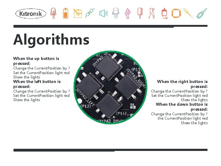 Algorithms When the up button is pressed: Change the Current. Position by ? Set
