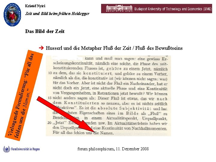 Kristóf Nyíri Zeit und Bild beim frühen Heidegger Das Bild der Zeit Viels a