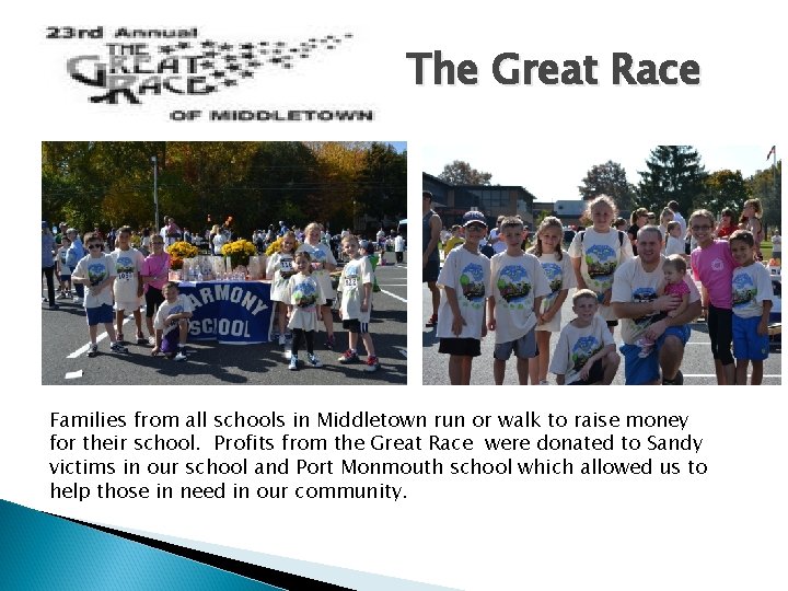 The Great Race Families from all schools in Middletown run or walk to raise