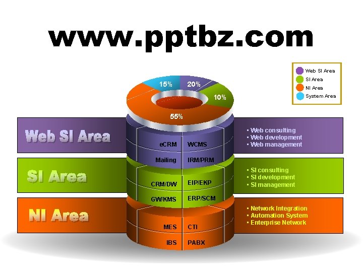 www. pptbz. com Web SI Area 15% SI Area 20% NI Area System Area