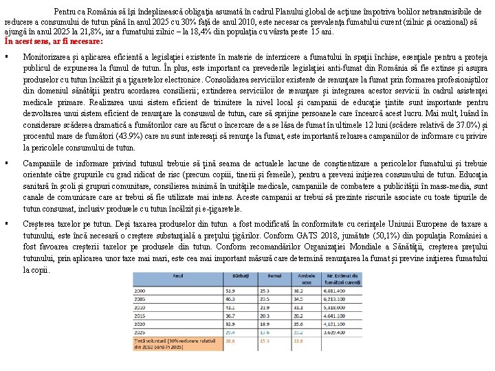 Pentru ca România să îşi îndeplinească obligaţia asumată în cadrul Planului global de acţiune