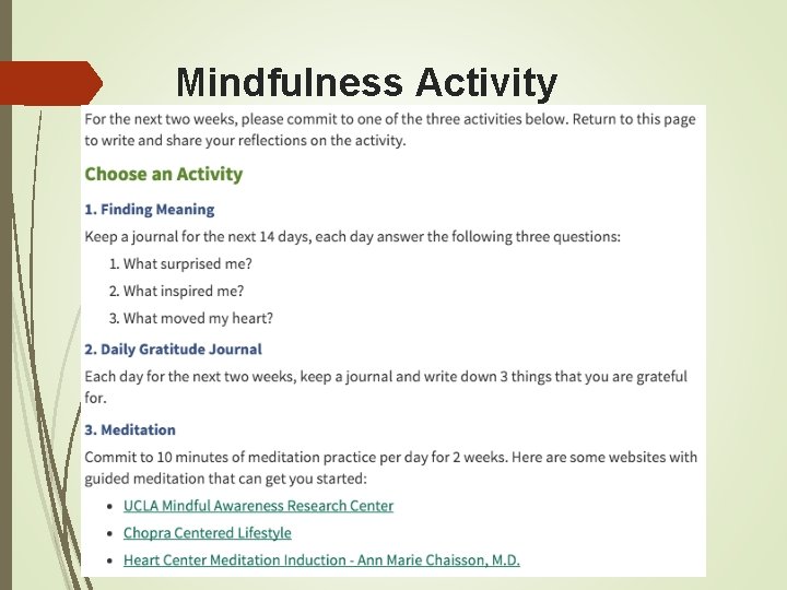 Mindfulness Activity 
