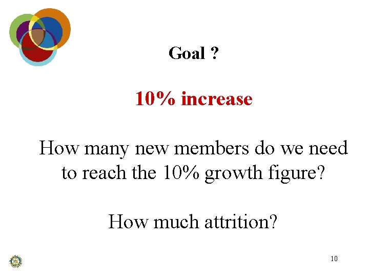 Goal ? 10% increase How many new members do we need to reach the