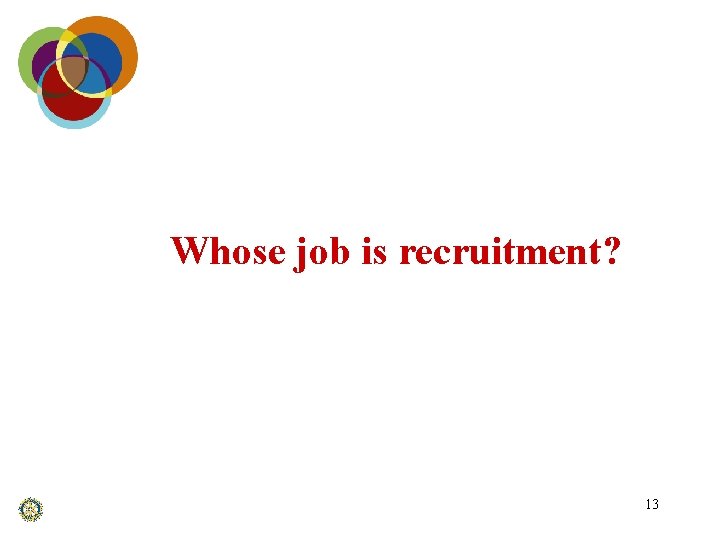 Whose job is recruitment? 13 