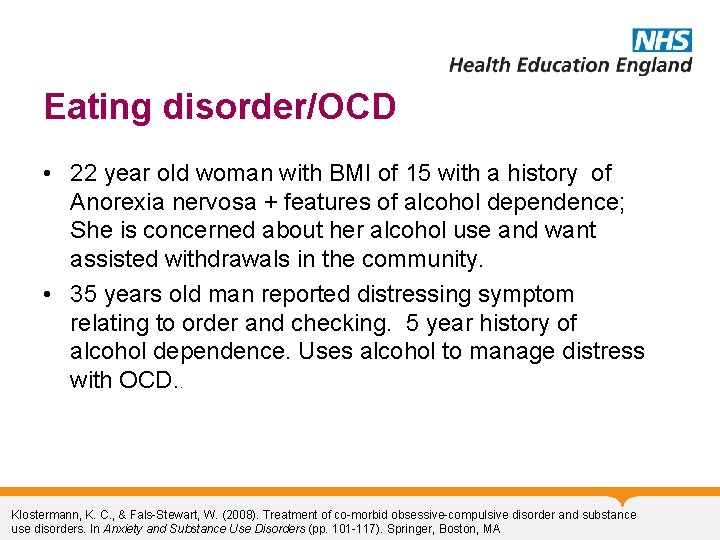 Eating disorder/OCD • 22 year old woman with BMI of 15 with a history