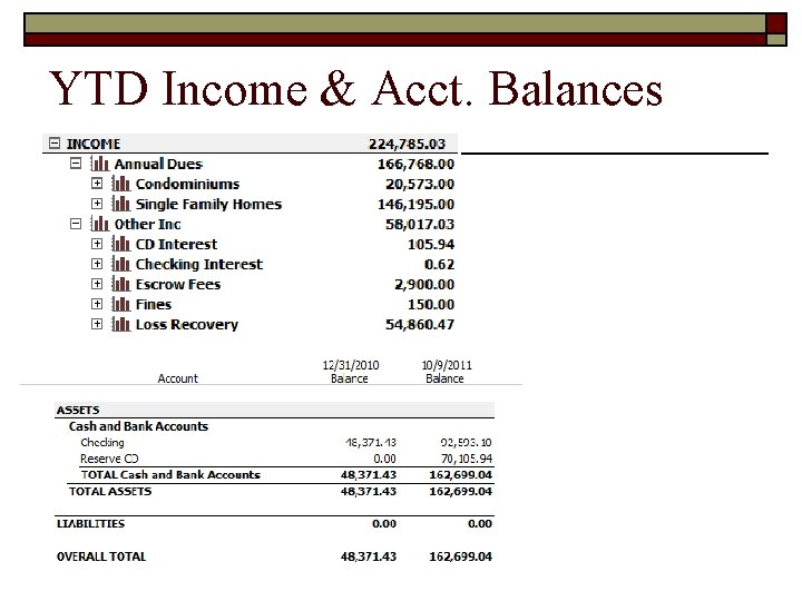YTD Income & Acct. Balances 