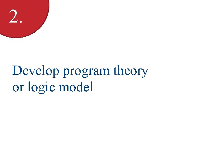 2. Develop program theory or logic model 