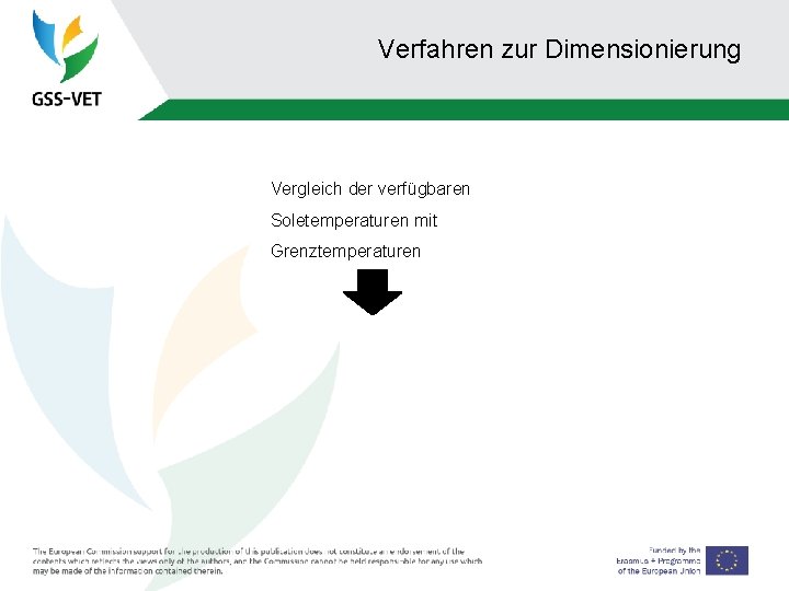 Verfahren zur Dimensionierung Vergleich der verfügbaren Soletemperaturen mit Grenztemperaturen 