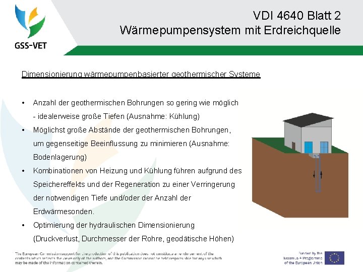 VDI 4640 Blatt 2 Wärmepumpensystem mit Erdreichquelle Dimensionierung wärmepumpenbasierter geothermischer Systeme • Anzahl der