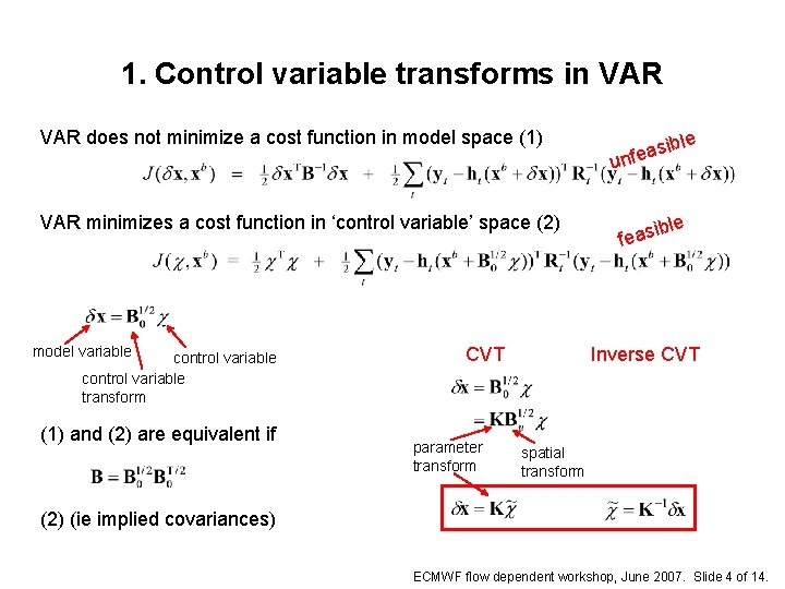 1. Control variable transforms in VAR does not minimize a cost function in model