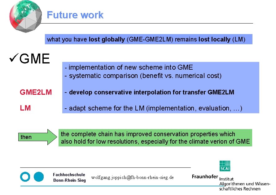 Future work what you have lost globally (GME-GME 2 LM) remains lost locally (LM) Future work what you have lost globally (GME-GME 2 LM) remains lost locally (LM)