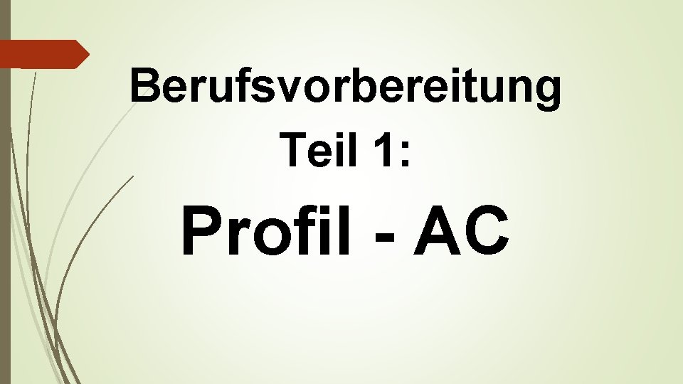 Berufsvorbereitung Teil 1: Profil - AC 