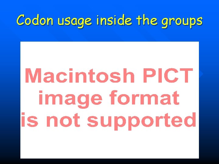 Codon usage inside the groups 