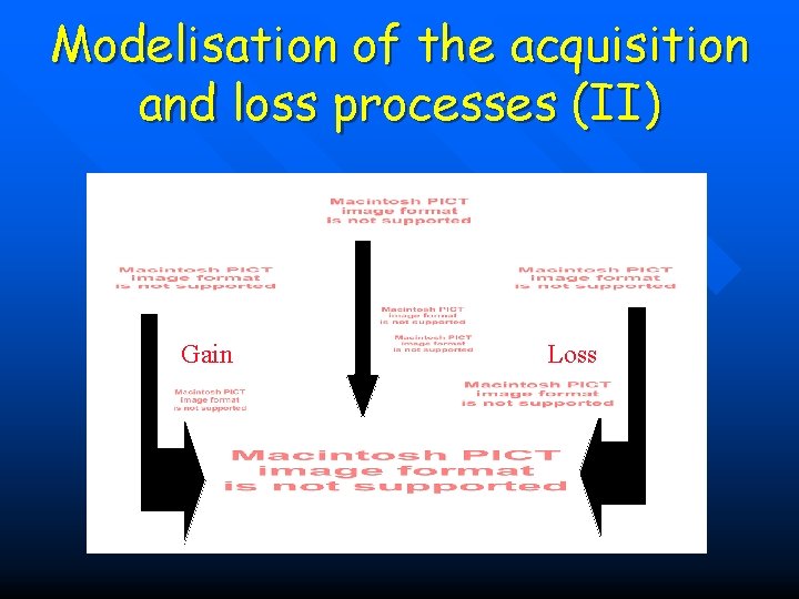 Modelisation of the acquisition and loss processes (II) Gain Loss 
