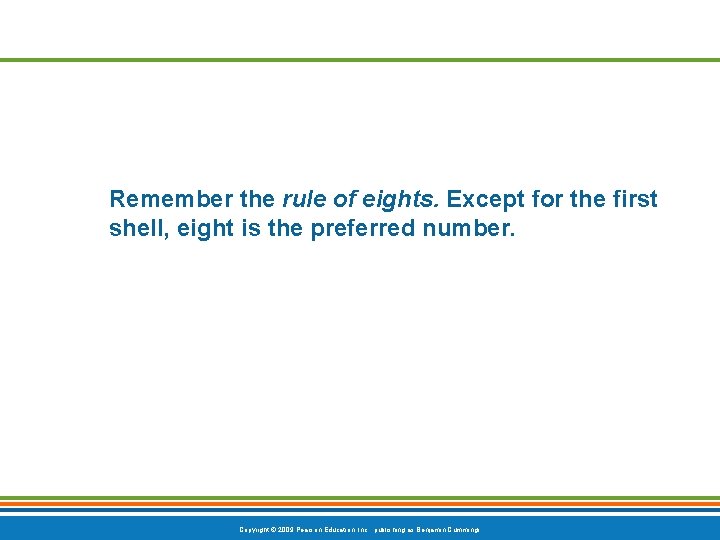Remember the rule of eights. Except for the first shell, eight is the preferred