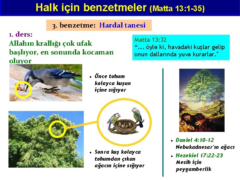 Halk için benzetmeler (Matta 13: 1 -35) 3. benzetme: Hardal tanesi 1. ders: Allahın