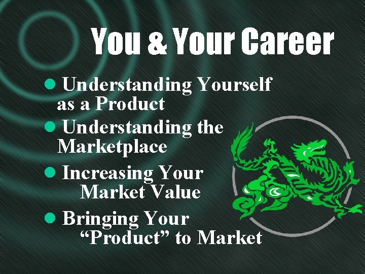 You & Your Career l Understanding Yourself as a Product l Understanding the Marketplace