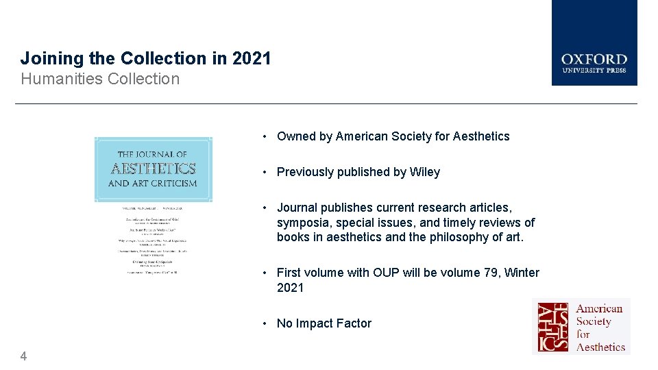 Joining the Collection in 2021 Humanities Collection • Owned by American Society for Aesthetics