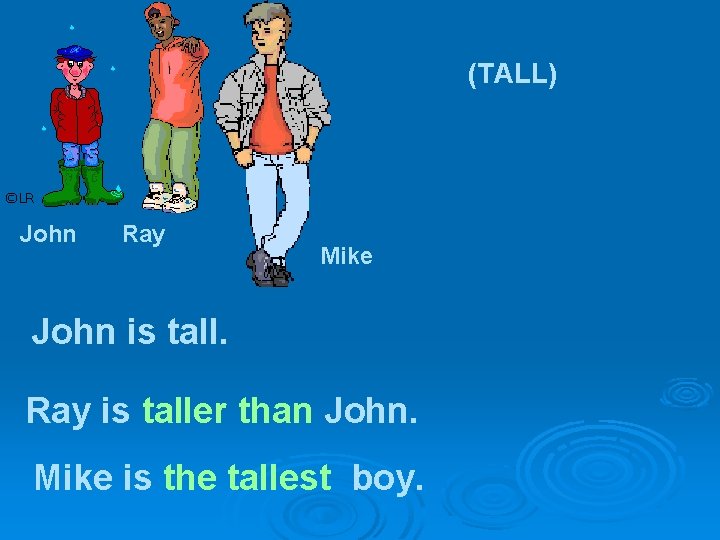 (TALL) John Ray Mike John is tall. Ray is taller than John. Mike is