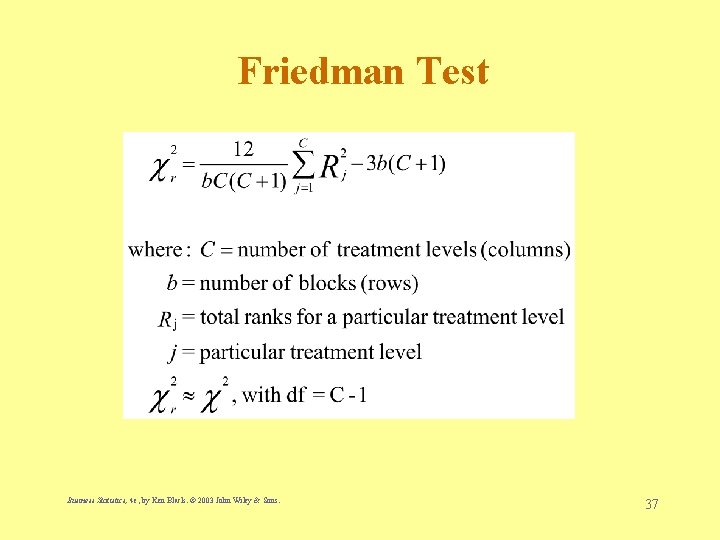 Friedman Test Business Statistics, 4 e, by Ken Black. © 2003 John Wiley &