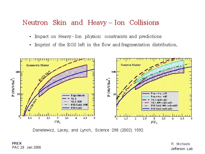 Neutron Skin and Heavy – Ion Collisions • Impact on Heavy - Ion physics: