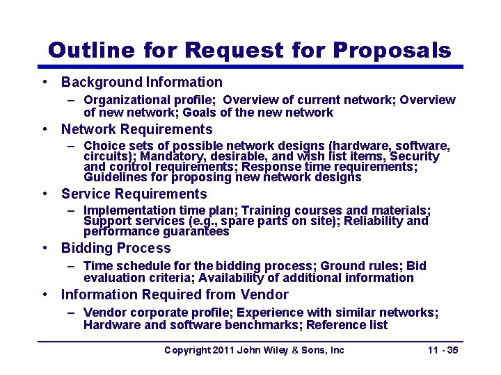 Outline for Request for Proposals • Background Information – Organizational profile; Overview of current Outline for Request for Proposals • Background Information – Organizational profile; Overview of current