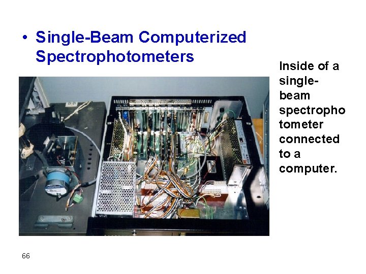  • Single-Beam Computerized Spectrophotometers 66 Inside of a singlebeam spectropho tometer connected to