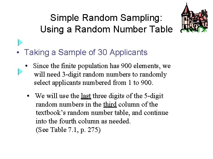 Simple Random Sampling: Using a Random Number Table • Taking a Sample of 30 Simple Random Sampling: Using a Random Number Table • Taking a Sample of 30