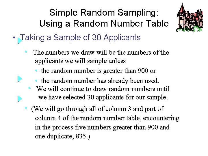 Simple Random Sampling: Using a Random Number Table • Taking a Sample of 30