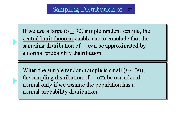 Sampling Distribution of If we use a large (n > 30) simple random sample,