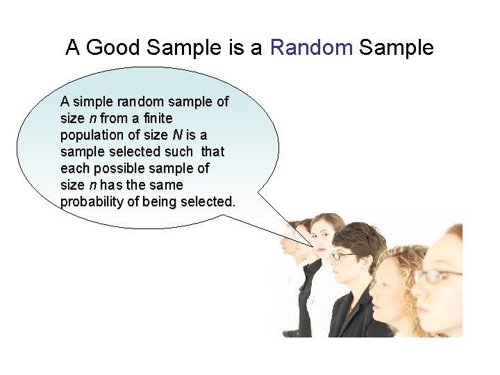 A Good Sample is a Random Sample A simple random sample of size n