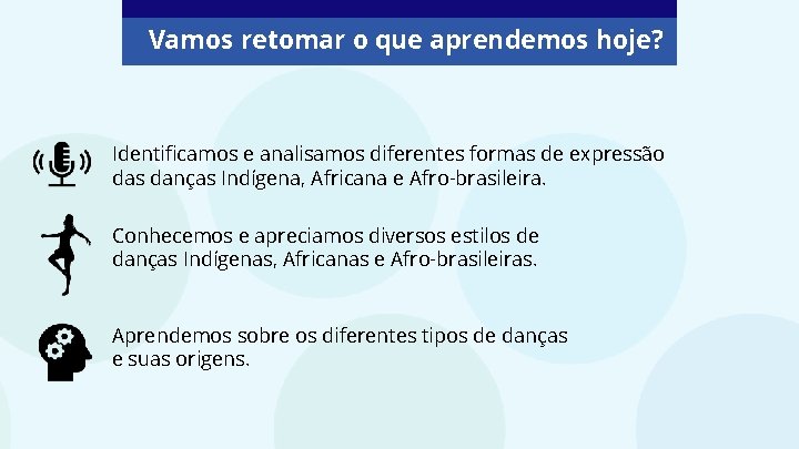 Vamos retomar o que aprendemos hoje? Identificamos e analisamos diferentes formas de expressão das