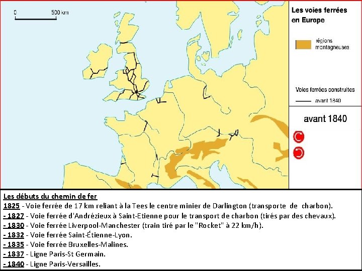 Les débuts du chemin de fer 1825 - Voie ferrée de 17 km reliant