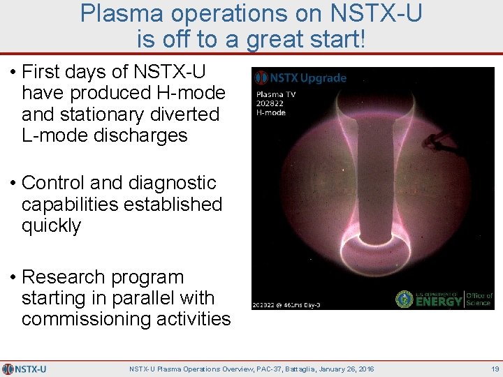 Plasma operations on NSTX-U is off to a great start! • First days of