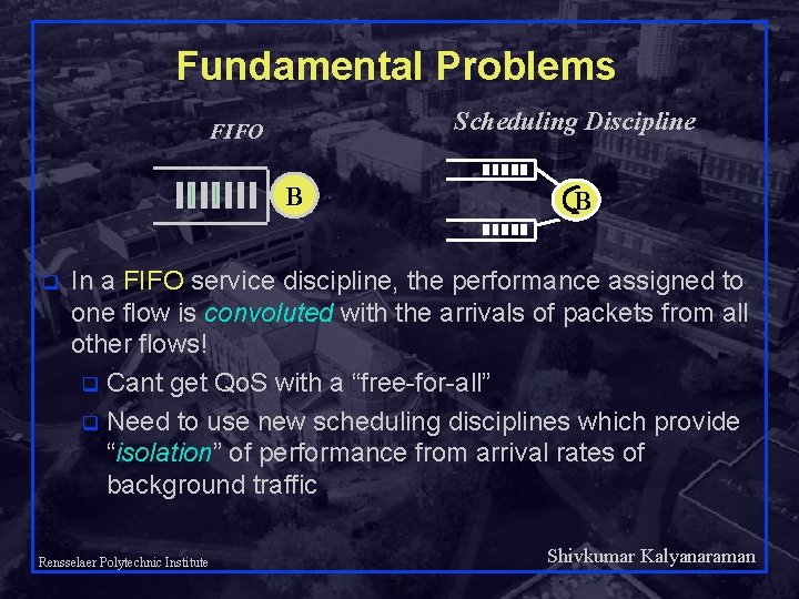 Fundamental Problems Scheduling Discipline FIFO B q B In a FIFO service discipline, the