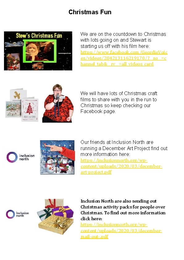 Christmas Fun We are on the countdown to Christmas with lots going on and Christmas Fun We are on the countdown to Christmas with lots going on and