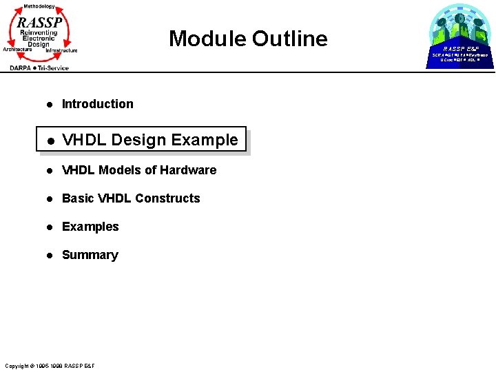 Module Outline RASSP E&F SCRA GT UVA Raytheon UCinc EIT ADL l Introduction l