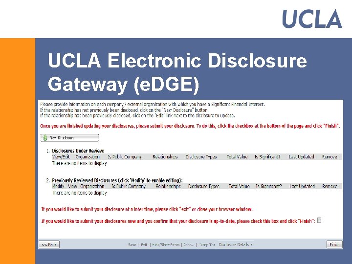 UCLA Electronic Disclosure Gateway (e. DGE) 