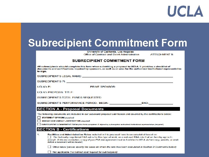 Subrecipient Commitment Form 