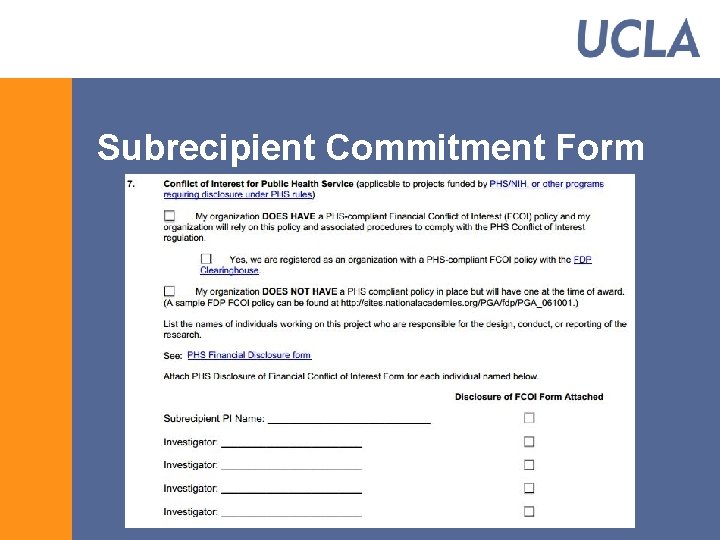 Subrecipient Commitment Form 