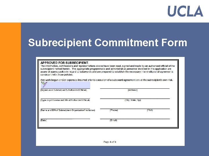 Subrecipient Commitment Form 
