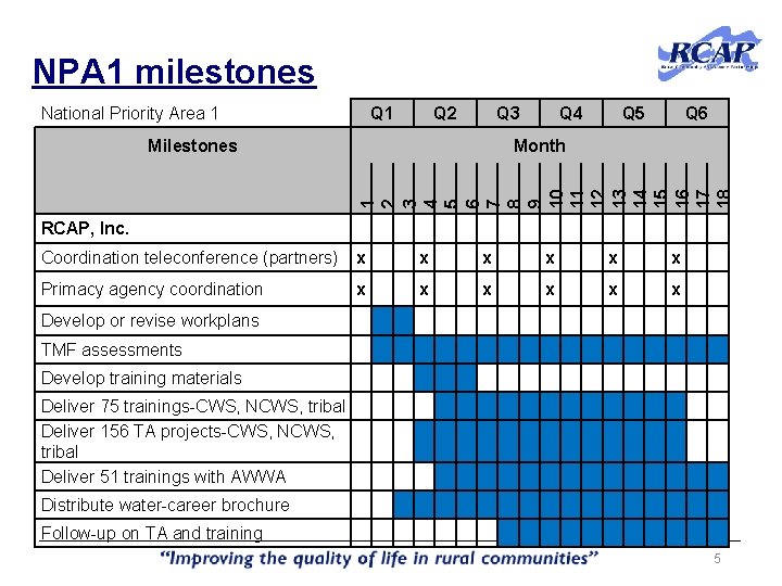 NPA 1 milestones National Priority Area 1 Q 2 Q 3 Q 5 Q