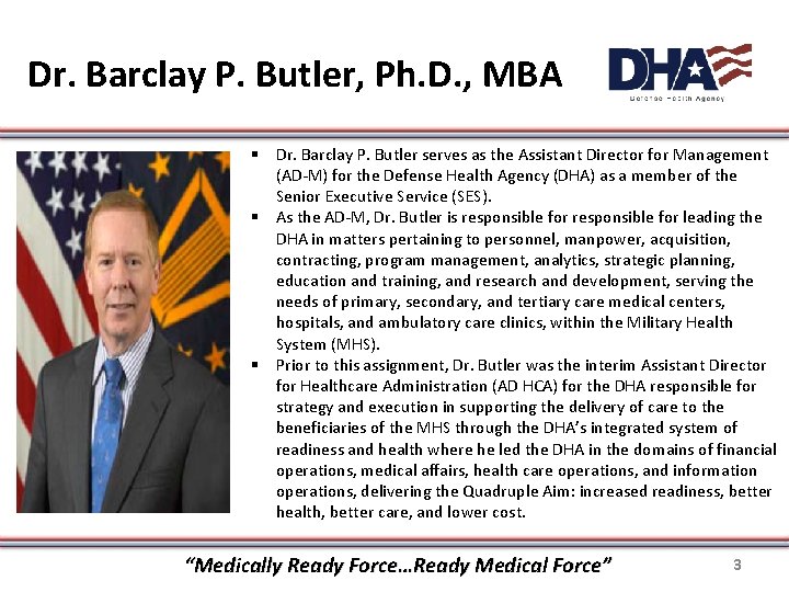 Dr. Barclay P. Butler, Ph. D. , MBA § Dr. Barclay P. Butler serves