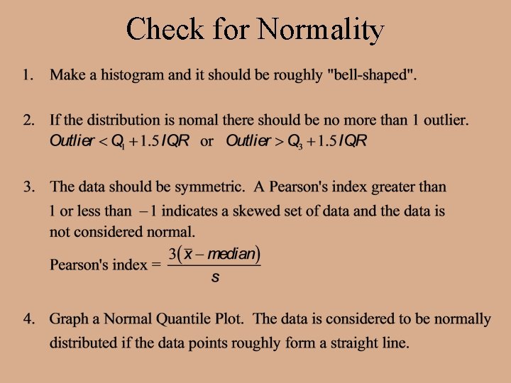 Check for Normality 