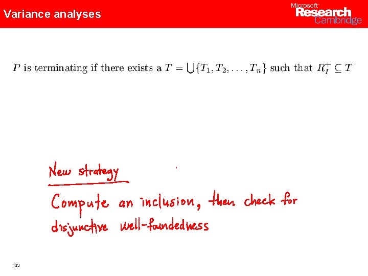 Variance analyses 103 