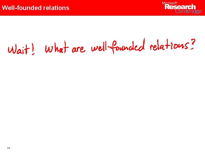 Well-founded relations 14 